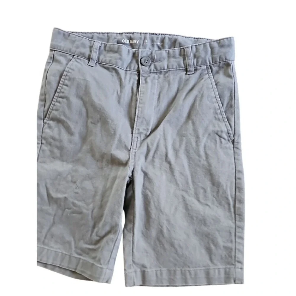 Old Navy Boys 12 Slim Built-In Flex Chino Shorts Bundle Navy Blue Gray 2 Pack